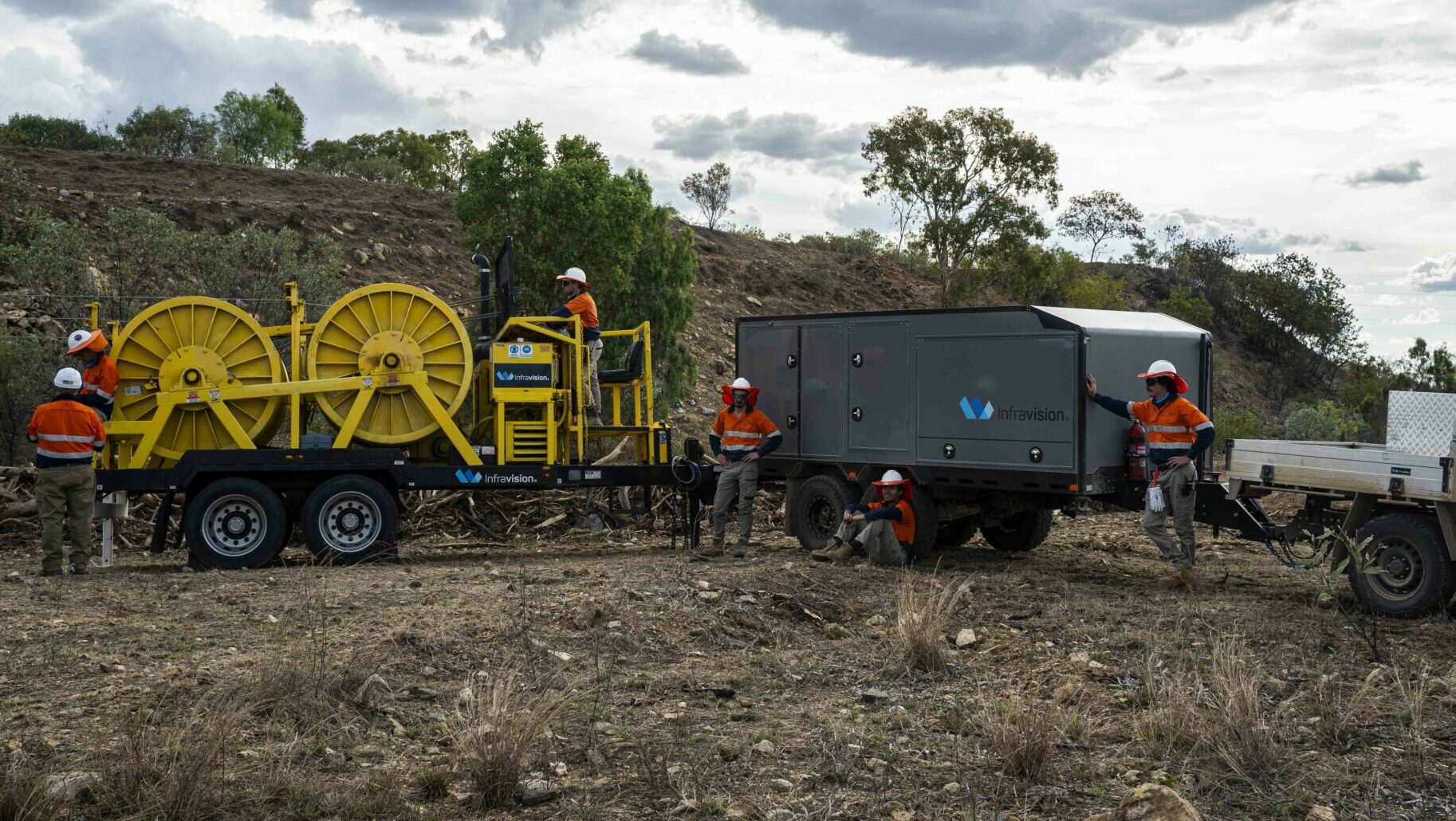 The Infravision team taking a break at the Genex Kidston Pumped Hydro Job.